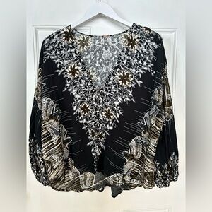Free People Floral Black and Brown Blouse